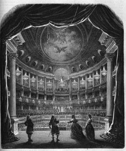 Vista interna del teatro del castillo de Versalles. Grabado de 1867-1868. de French School
