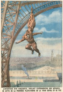 Inventor de un paracaídas salta desde la Torre Eiffel de French School