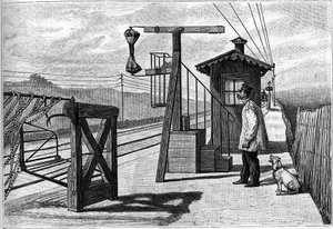 Inauguración en 1884 en Pont sur Seine por Monseur Cochery (Ministro de Correos y Telégrafos). Grabado en el ilustre diario "La jeunesse" de French School