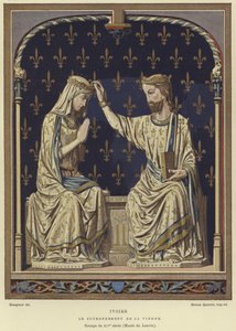 Escultura de marfil de la Coronación de la Virgen de French School