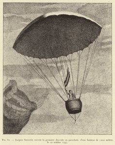 Jacques Garnerin realiza el primer descenso en paracaídas, desde una altura de 1000 metros, el 22 de octubre de 1797 de French School