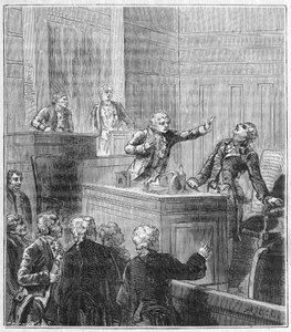 James Price (1752-1783) se envenenó (ácido prúsico) durante la asamblea de la Royal Society. Grabado en “Las ciencias al alcance de todos - física y química” de Alexis Clerc - Finales del siglo XIX. Colección privada.