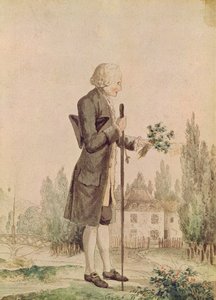 Jean-Jacques Rousseau (1712-78) recogiendo hierbas en Ermenonville de French School