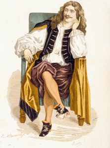 Jean Baptiste Poquelin, o "Moliere" (litografía en color) de French School