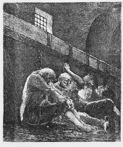 Jean Valjean en Prisión, Ilustración de Los Miserables, de Victor Hugo, 1865 de French School