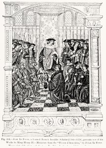 Jean le Feron (1504-70) presenta una de sus obras al Rey Enrique II (1519-89) de Blason d