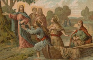 Jesucristo reclutando a sus pescadores de hombres de French School