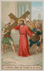 Jesús lleva su cruz. La segunda estación de la cruz de French School