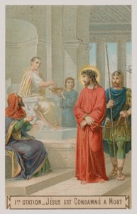 Jesús es condenado a muerte. La primera estación de la cruz de French School