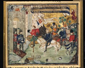 Juana de Arco (1412-31) anunciando la liberación de Orleans a Carlos VII (1403-61) en Loches