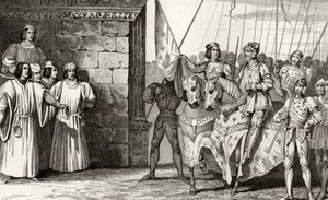 Juana de Arco (1412-31) llega a Reims en 1429 para asistir a la coronación de Carlos VII (1403-61) de 