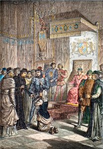 Juana de Arco (c1412-31) ante Carlos VII en Chinon de French School