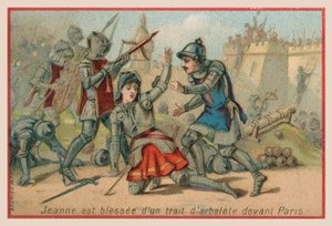 Juana de Arco herida por un virote de ballesta ante París de French School