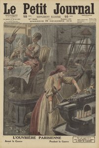 Trabajos de las obreras parisinas antes y durante la Primera Guerra Mundial (litografía en color)