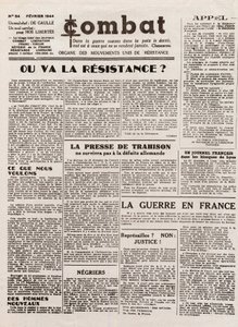 Journal COMBAT - número 54 - febrero de 1944 - órgano de los movimientos de resistencia unida. (periódico clandestino) - ¿Hacia dónde irá la resistencia?