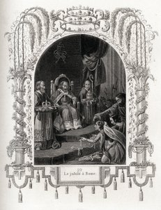 Jubileo en Roma en 1450, durante el pontificado de Nicolás V (1447-1455). Grabado para ilustrar Historia de los papas por Maurice Lachatre (1814-1900), librería del progreso, París. de French School