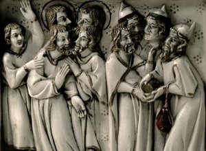 Judas recibiendo treinta piezas de plata, (detalle) de French School