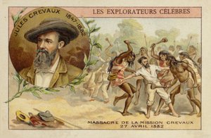 Jules Crevaux (1847-1882) en las orillas del río Pilcomayo en Argentina el 27 de abril de 1882