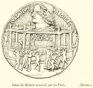 Julien de Medicis asesinado por los Pazzi, Bronce de French School