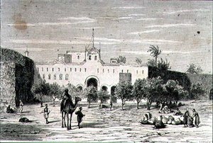 Jartum, Sudán, en la década de 1860, grabado por Alfred Louis Sargent de French School
