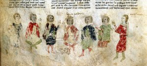 Rey Arturo y los Caballeros. Manuscrito francés del siglo XIII. Biblioteca Marciana, Venecia. de French School