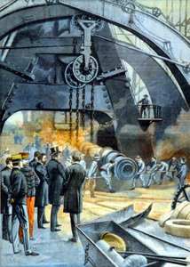 Rey Carlos I (Carlos I de Portugal) en los Ateliers du Creusot en “Le Petit Parisien” del 26/02/1899 de French School