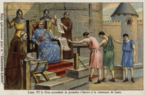 El rey Luis VI de Francia otorgando la primera carta a la ciudad de Laon, 1128
