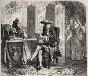 Rey Luis XIV (1638-1715) y su esposa, la Marquesa de Maintenon (Françoise d