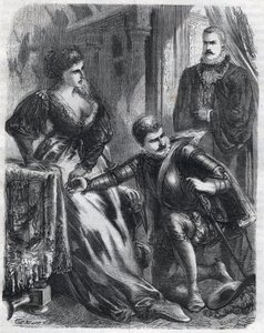 El Rey Felipe II (1527-1598) sorprende a su hijo, el Príncipe Don Carlos (1545-1568), intentando violar a su madrastra, la Reina Isabel (1545-1568) (Isabel de Francia o Isabel de Valois), el 17 de enero de French School