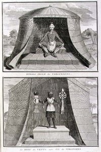 Kiwasa y el dios de los vientos, ídolos de los virginianos, ilustración de 