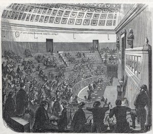 La Escuela de Medicina de París - el gran anfiteatro - Grabado en “Tableau-de-Paris” de Edmond Texier 1852