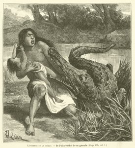 La india y el caimán (grabado) de French School