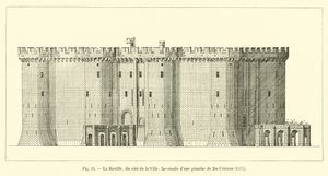 La Bastilla, del lado de la Ciudad, facsímil de una plancha de Du Cerceau, 1575