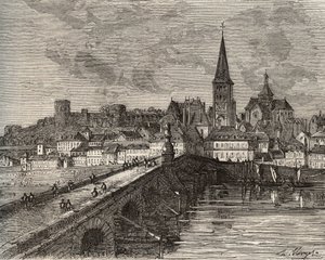 La Charité-sur-Loire - Nièvre, en la región de Borgoña - grabado en "Francia ilustrada: geografía, historia, administración estadística" por V.-A. Malt-Brown. 1884