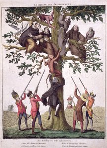 La caza de los aristócratas, caricatura antimonárquica, c.1792