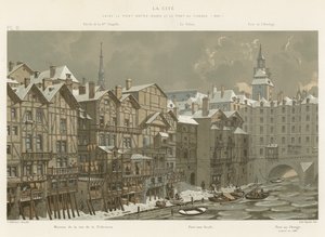 La Cité, entre el Puente Notre-Dame y el Puente au Change, 1650 de French School