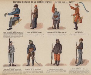 La Comuna de París, Trajes Militares de la Comuna por A Raffet (litografía en color)