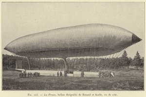 La France, dirigible de Renard y Krebs, visto de lado de French School