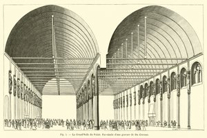 La Gran Sala del Palacio, facsímil de un grabado de Du Cerceau de French School