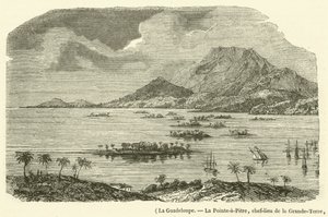 La Guadalupe, La Pointe-à-Pitre, capital de Grande-Terre, parcialmente destruida por el terremoto del 8 de febrero de 1843 de French School