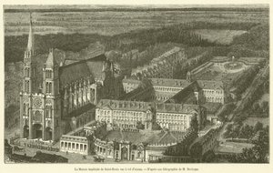 La Casa imperial de Saint-Denis vista a vuelo de pájaro de French School