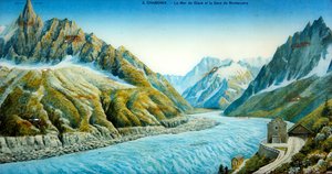 La Mer du Glace, Aiguille du Dru y estación de Montanvers, c.1900 de French School