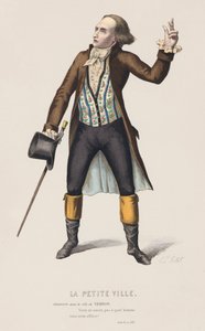 La Pequeña Ciudad, Acto II, Escena XVII (grabado coloreado) de French School