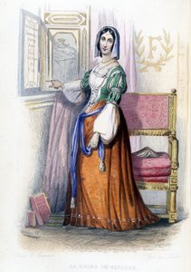 La Reina de Navarra (¿Margarita?) - en “Le Plutarque français”, ed. Mennechet de French School
