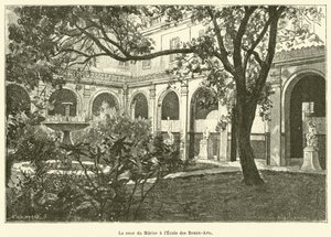 El patio Murier de la Escuela de Bellas Artes (grabado) de French School