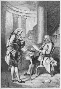La dimisión de Turgot 1776 - Luis XVI (1754-1793), rey de Francia, y Anne Robert Jacques Turgot (1727-1781) - La dimisión de Turgot - grabado de “L