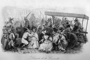 La descente de la courtille (“” Le carnival”” canción de Marc-Antoine Madeleine Desaugiers) en “” - CHANS et CHANS POPULES DE LA FRANCE - 1843 - H.- L. DELLOYE, editor, LIBRAIRIE DE GARNIER. de French School