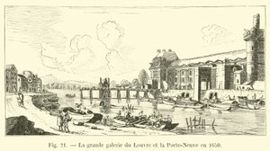 La gran galería del Louvre y la Porte-Neuve en 1650 de French School
