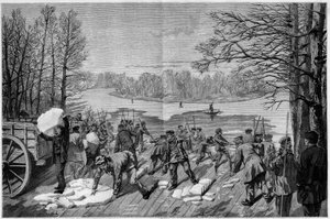 La recolección de hielo en los lagos congelados del bosque de Vincennes, en "El Mundo Ilustre" 1887. de French School