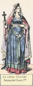La reina Clotilde, esposa de Clodoveo I de French School